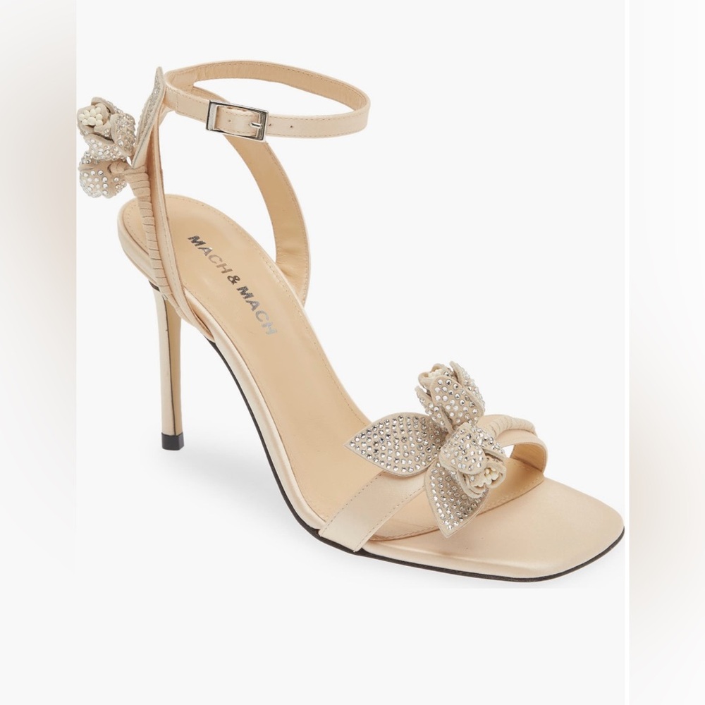 MACH & MACH Wonder Tulip Satin Square Toe Sandal In Size 41